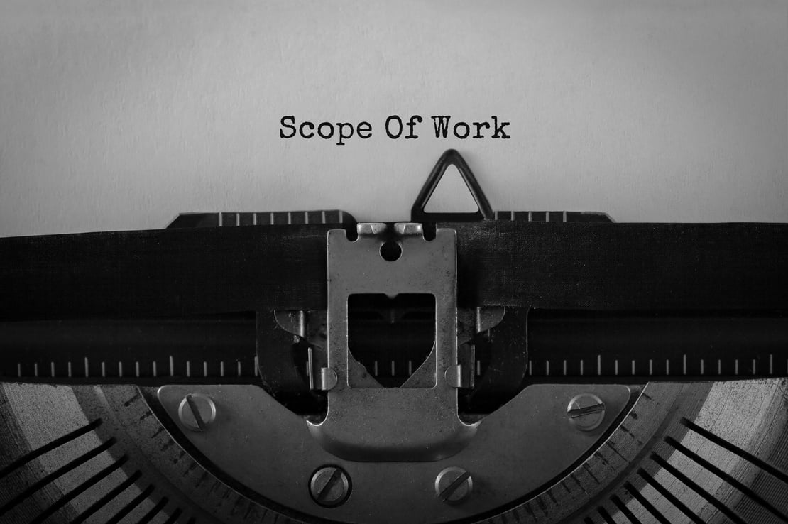 Text Scope Of Work typed on retro typewriter